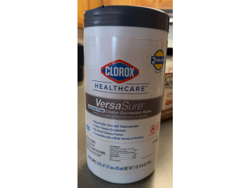 Clorox Health Care Versa Sure Clear Disinfectant Wipes, Alcohol Free, 10.4 oz/749 g, 85 Count