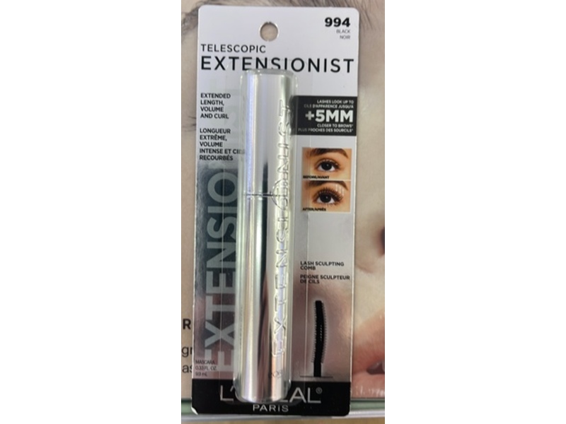 L'Oreal Paris Telescopic Extensionist Mascara, 994 Black Noir, 0.33 fl oz/99 mL