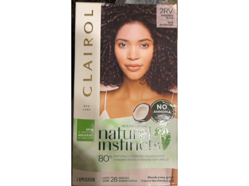 Clairol Natural Instincts Demi-Permanent Hair Dye, 2RV Burgundy Black, 1 Application