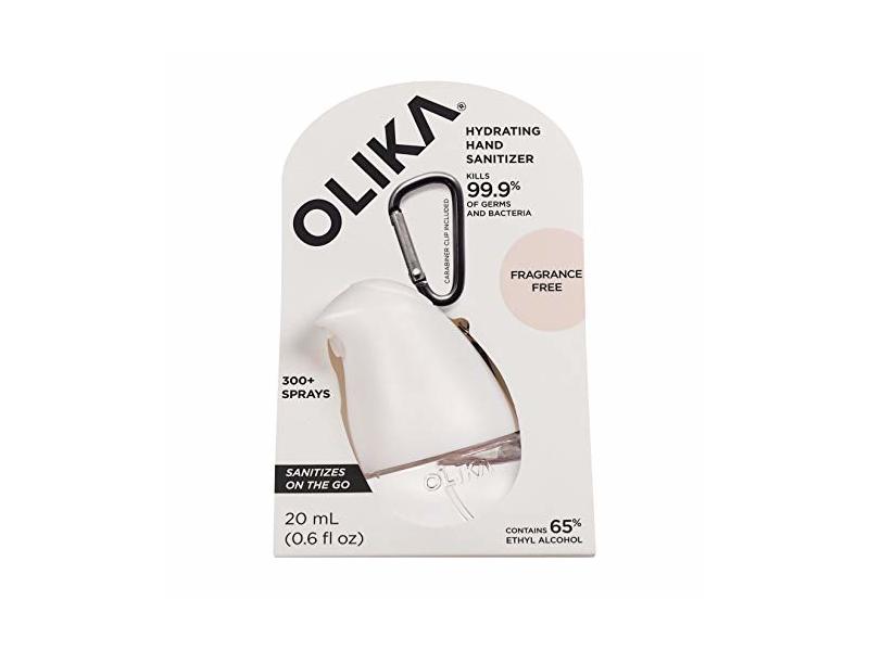 OLIKA | Hydrating Hand Sanitizer Spray with Clip-On, Fragrance Free with Essential Oils 300 Uses (6 Pack)
