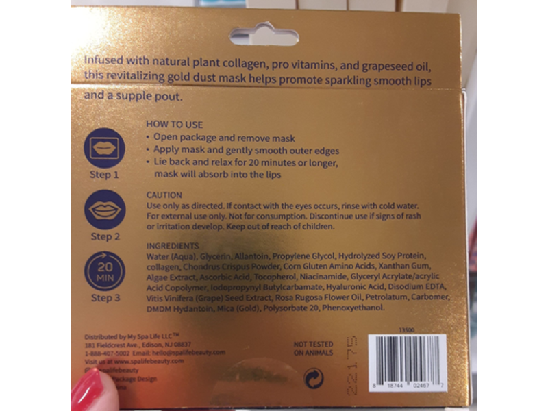 SpaLife Beauty Revitalizing Gold Dust Lip Mask, 0.21 oz/6 g