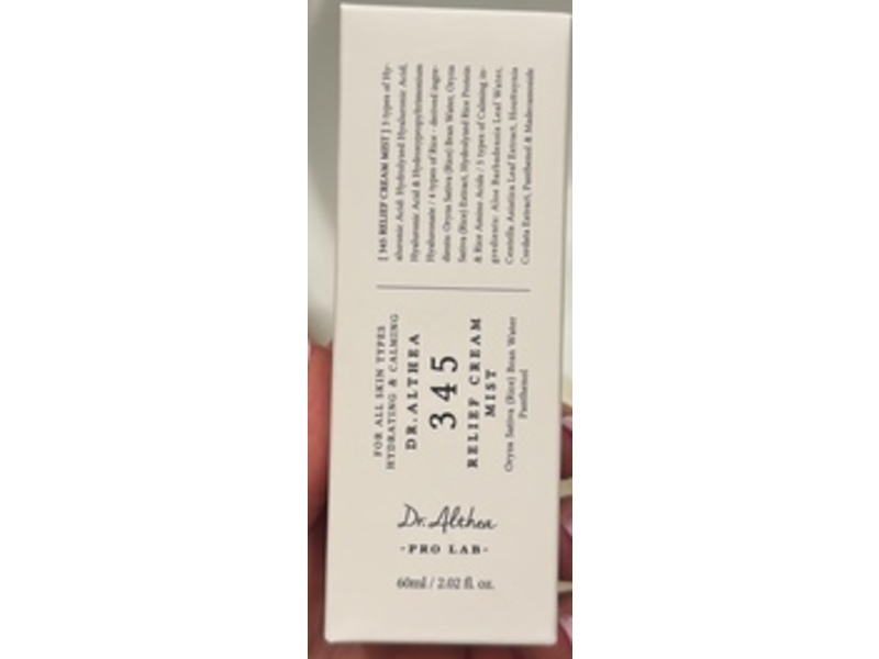 Dr.Althea 345 Relief Cream Mist, Oryza Sativa Bran Water Panthenol, 2.02 fl oz/60 mL