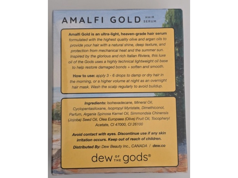 Dew Of The Gods Hair Serum, Amalfi Gold, 1.01 fl oz/30 mL
