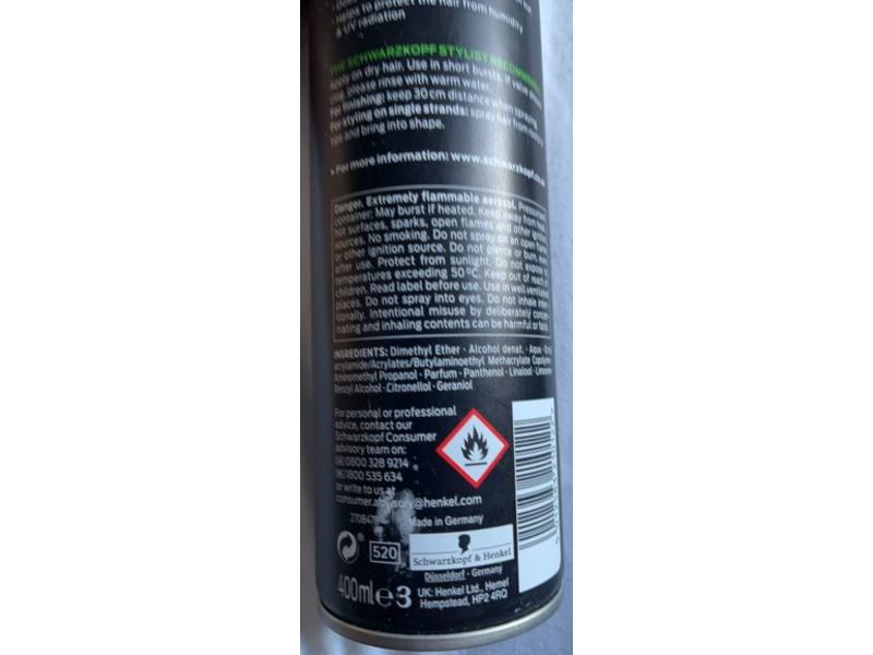 Schwarzkopf Professional Max Hold Hairspray, 48H Mega Strong Hold, 400 ml