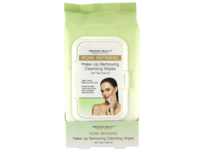 Precision Beauty Pore Refining Make-Up Removing Cleansing Wipes, Tea Tree Oil, Count 30