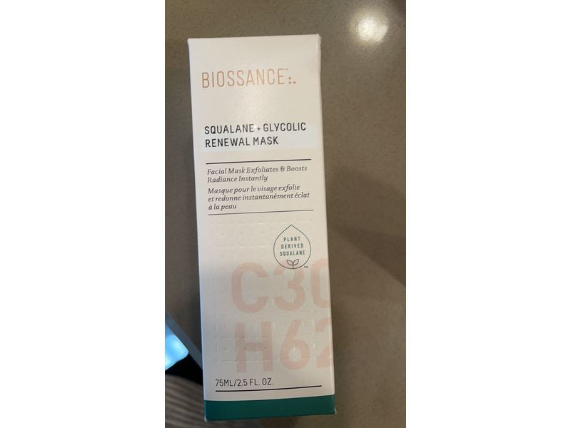 Biossance Squalane + Glycolic Renewal Mask. All-in-One Peel, Exfoliator and Mask (2.5 ounces)