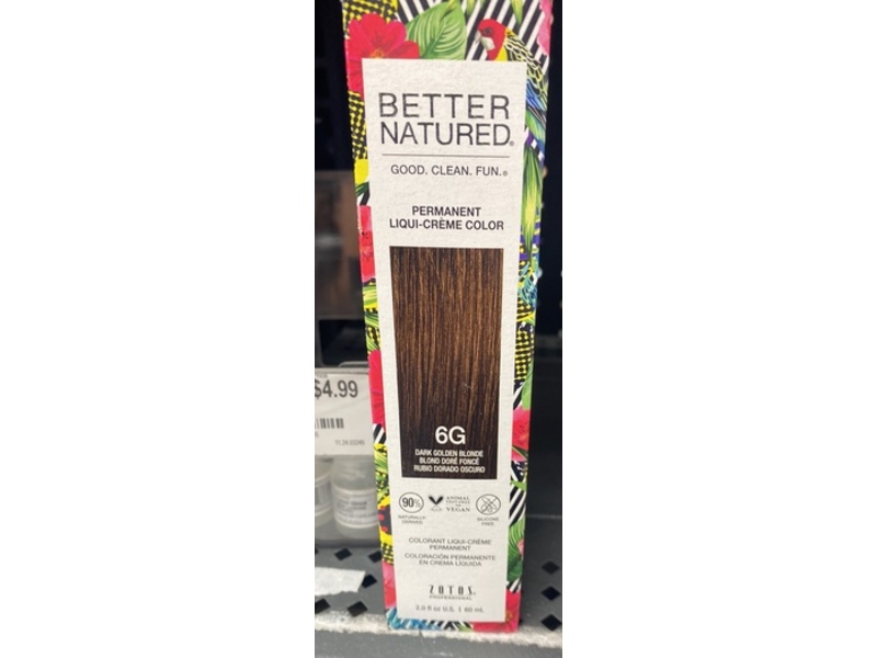 Zotos Better Natured Permanent Liquid Creme Color, 6G Dark Golden Blonde, 2 fl oz/60 mL