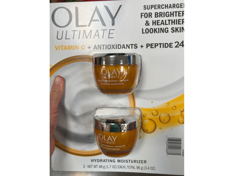 Olay Ultimate Hydrating Moisturizer, Vitamin C + Antioxidants + Peptide 24, 1.7 oz/48 g, Pack Of 2
