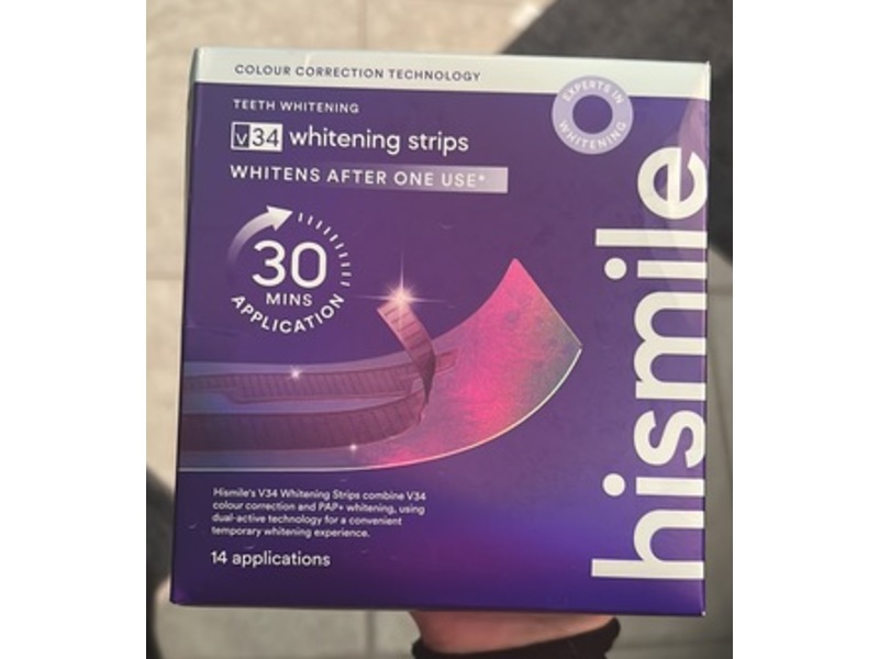 Hismile V34 Whitening Strips, Purple Whitening Strips, 14 Applications, 28 Count