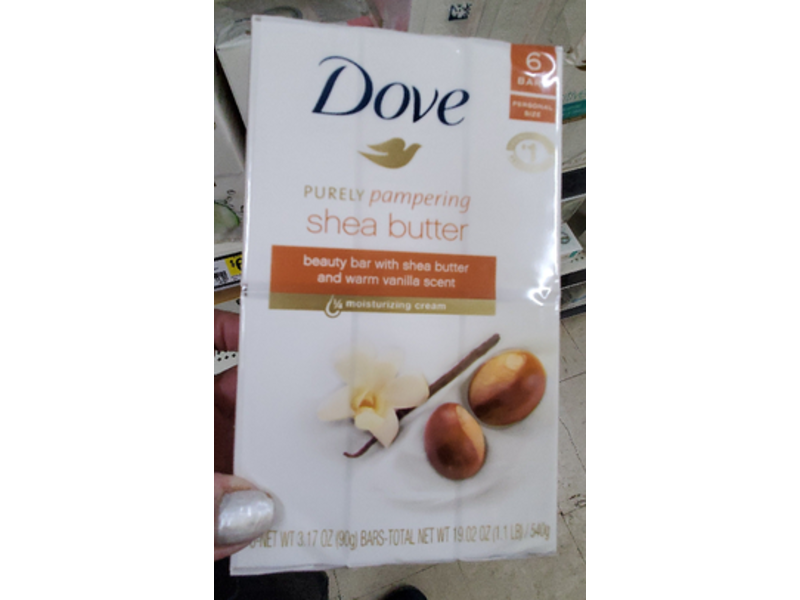 Dove Purely Pampering Beauty Bar, Shea Butter, 19.02 oz/540 g, Pack Of 6