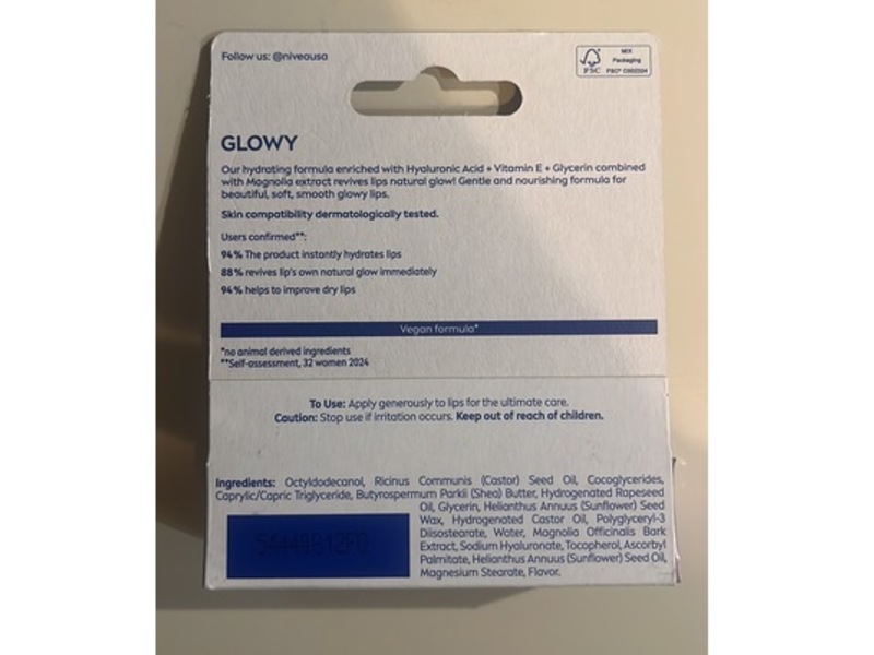 Nivea Glowy Lip Balm, Hyaluronic Acid + Vitamin E, 0.35 fl oz/10 mL
