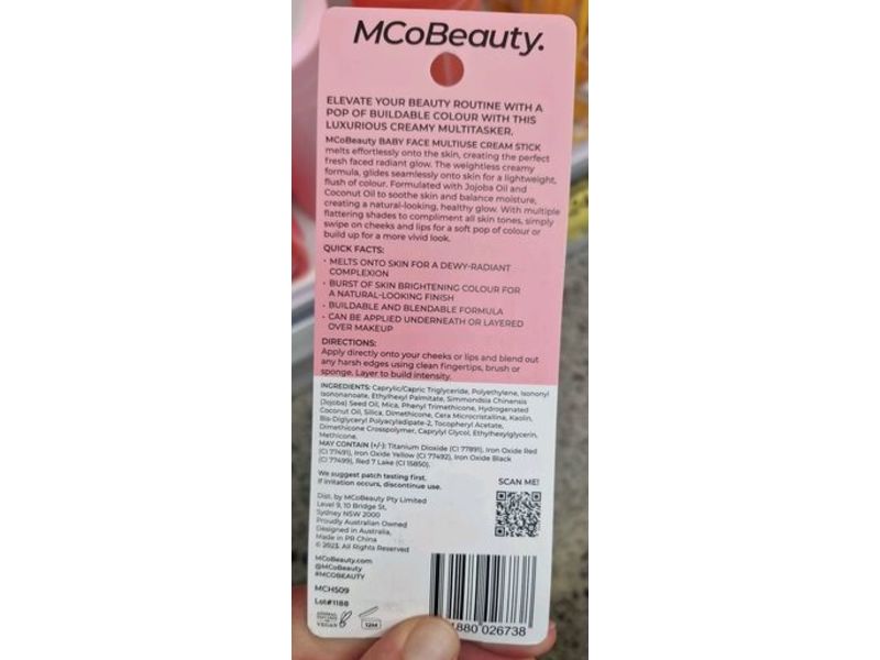 MCoBeauty Multi Use Cream Stick, Peony Rose, 0.19 oz