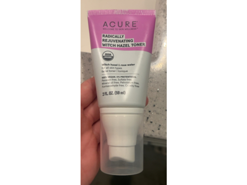 Acure Radically Rejuvenating Witch Hazel Toner, Witch Hazel & Rose Water, 2 fl oz/59 mL