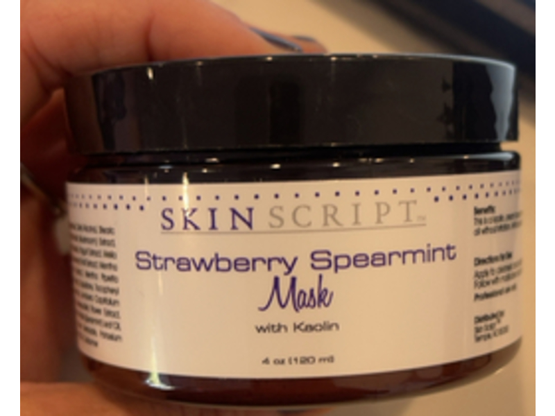 Skin Script Strawberry Spearmint Mask, Kaolin, 4 oz/120 mL