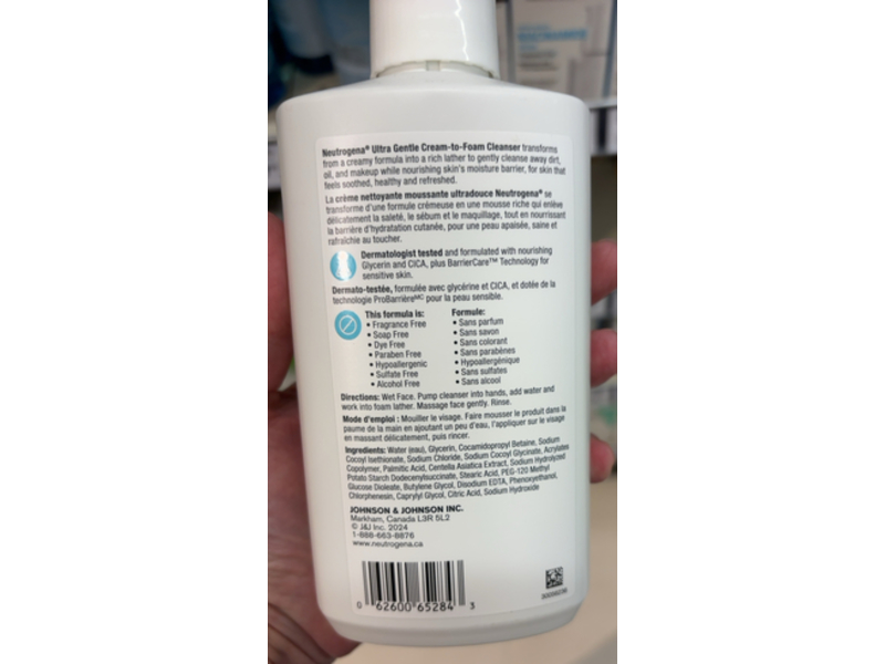 Neutrogena Ultra Gentle Cream-To-Foam Cleanser, 354 mL