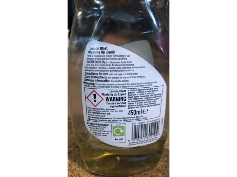 Morrison Lemon Washing Up Liquid, 450 mL