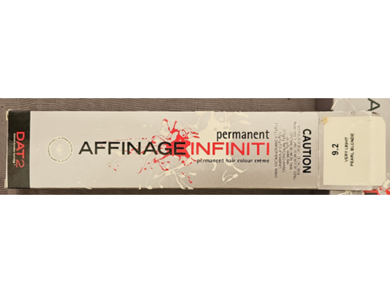 Affinage Dat2 Infiniti Permanent Hair Colour Creme, 9.2 Very Light Pearl Blonde, 3.5 fl oz/100 mL