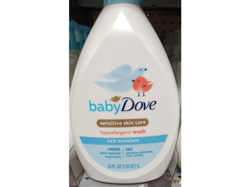 Baby Dove Sensitive Skin Care Hypoallergenic Wash, 34 fl oz/1L