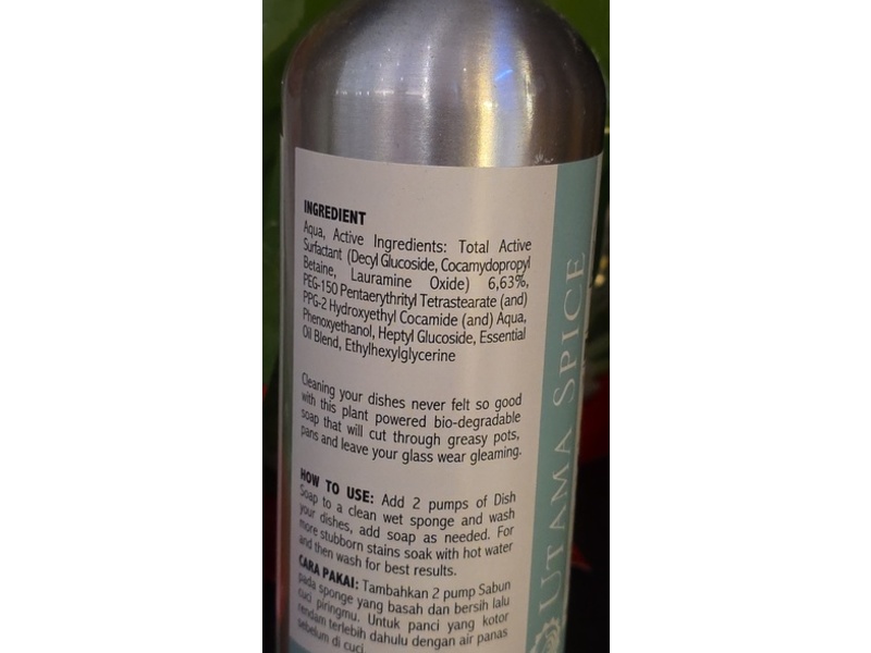 Utama Spice Clean Home Dish Soap, Mint & Lemon, 500 mL