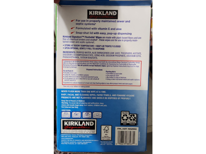 Kirkland Flushable Wipes, Feel Clean & Fresh, Fragrance Free, 640 Counts