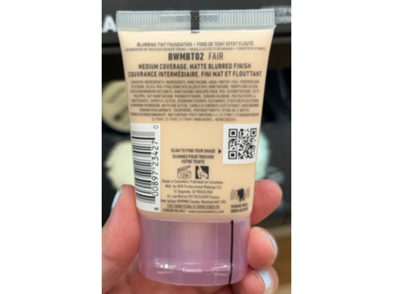 Nyx Professional Bare With Me Blur Tint Foundation, Fair, 1.01 fl oz/30 mL