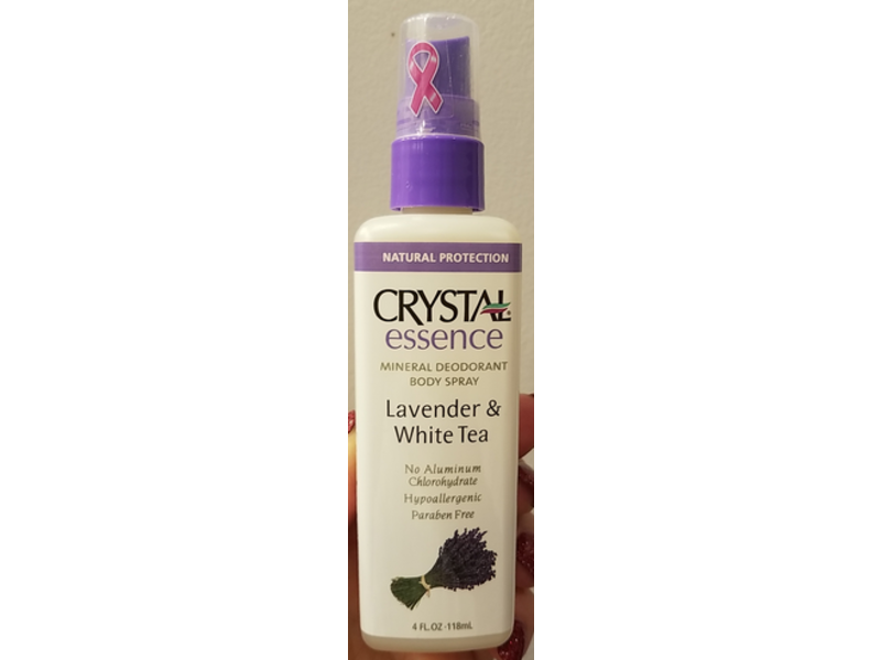 Crystal Essence Mineral Deodorant Body Spray, Lavender & White Tea, 4 fl oz/118 mL