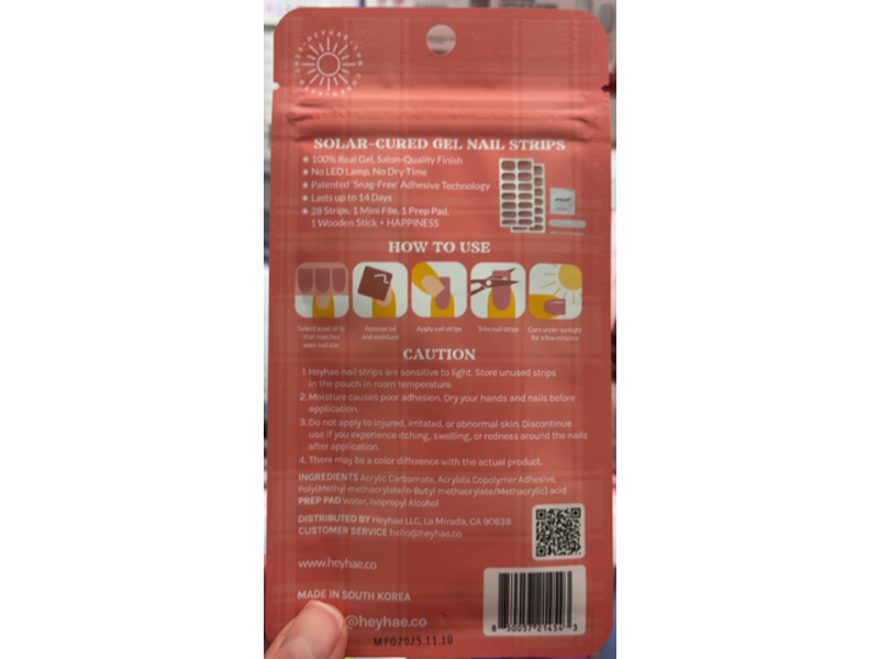Heyhae Semi Cured Gel Nail Strips & Prep Pads, Hey, Summer Sweetheart, 28 Count