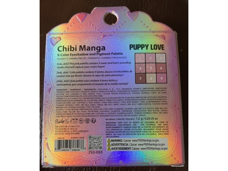 Rude Chibi Manga 9-Color Eyeshadow And Pigment Palette, Puppy Love, 0.25 oz/7.2 g
