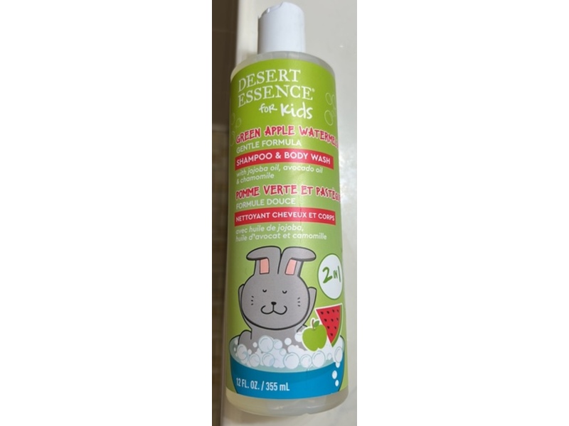 Desert Essence Kids 2 In 1 Shampoo & Body Wash, Green Apple Watermelon, 12 fl oz/355 mL