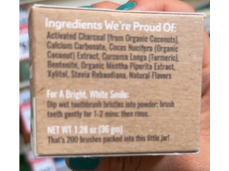 Dr. Ginger's Activated White Charcoal Tooth Powder, Coconut Mint, 1.28 oz/36 g