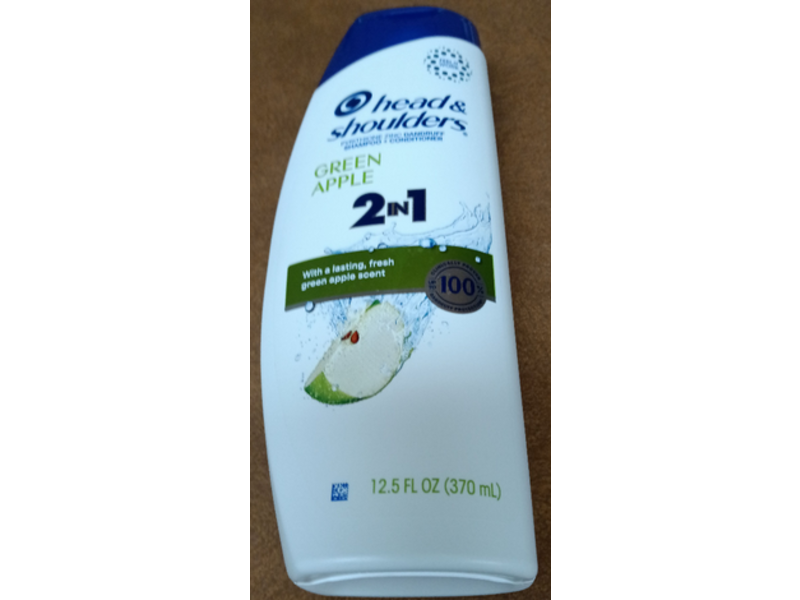 Head & Shoulders 2-In-1 Dandruff Shampoo+ Conditioner, Green Apple, 12.5 fl oz/370 mL