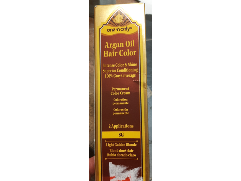 One 'n Only Argan Oil Permanent Hair Color Cream, 8G Light Golden Blonde, 3 fl oz/90 ml, 2 Application