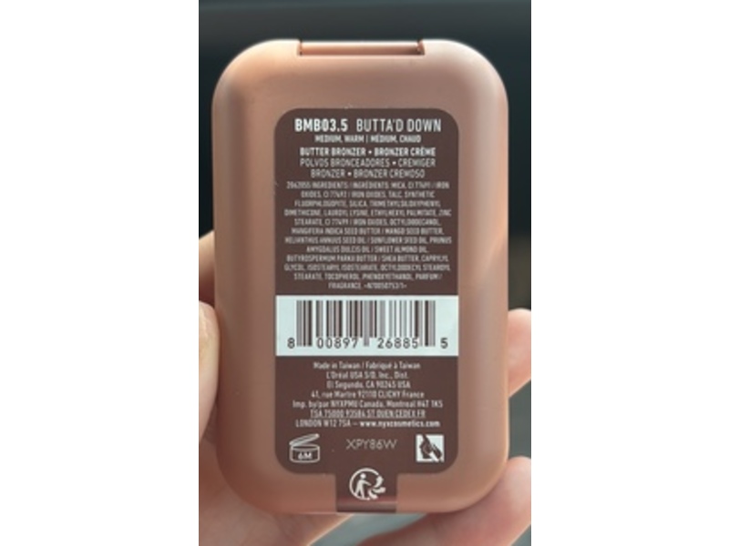 Nyx Proffessional Makeup Buttermelt Bronzer, 3.5 Butta'd Down, 0.17 oz/5 g