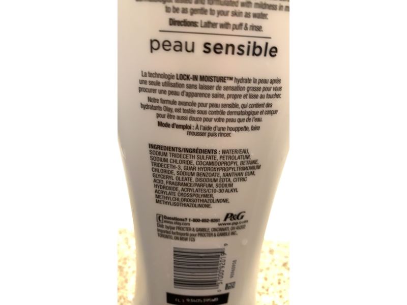 Olay Sensitive Skin Body Wash, Unscented, 400 mL