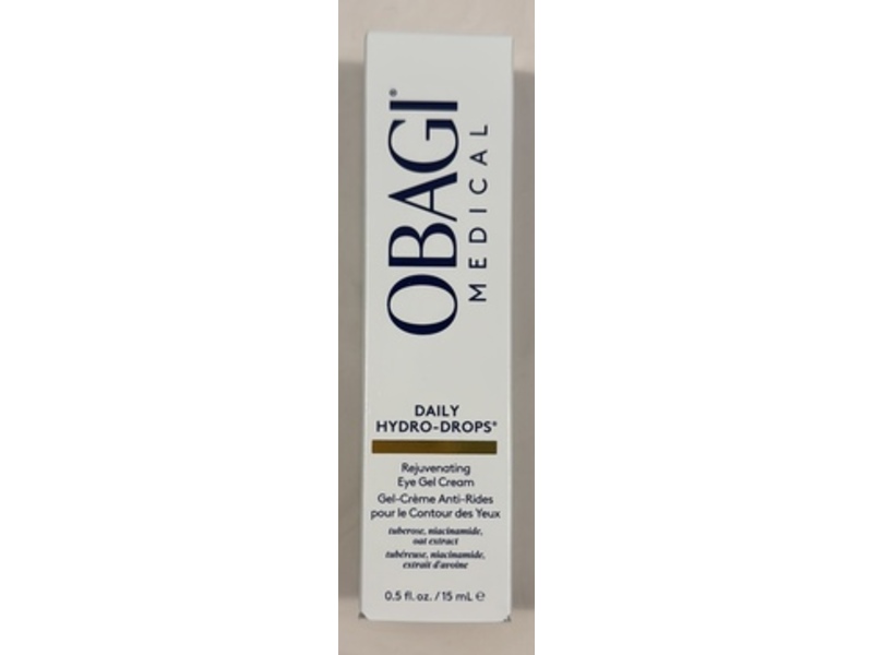 Obagi Medical Daily Hydro-Drops Rejuvenating Eye Gel Cream, Tuberose, Niacinamide, Oat Extract, 0.5 fl oz/15 mL