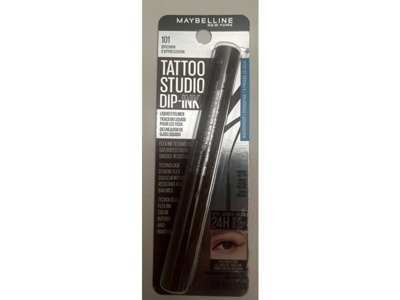 Maybelline New York Tattoo Studio Dip-Ink Liquid Eyeliner, 101 Brown Expression, 0.06 fl oz/2 mL