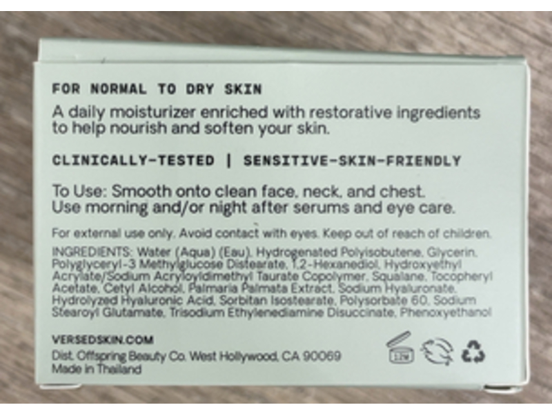 Versed Moisture Cream, Squalane + Red Algae Extract, 1.5 oz/43 g