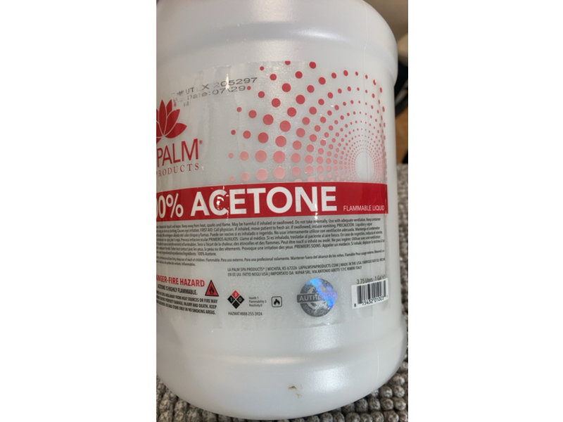 La Palm Acetone Flammable Liquid, 3.75 L