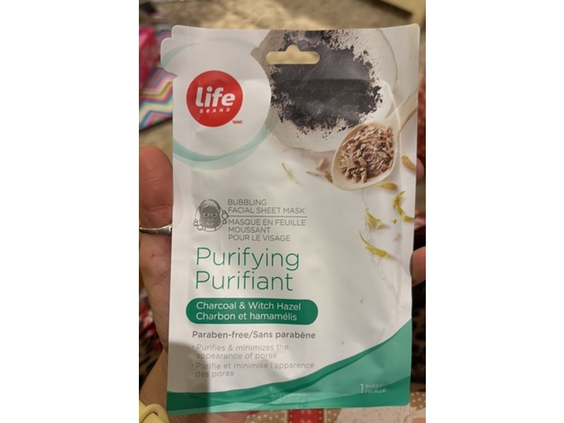 Life Brand Purifying Bubbling Facial Sheet Mask, Charcoal & Witch Hazel, Count