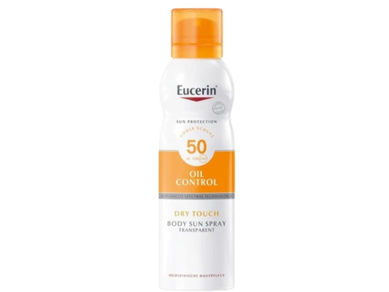 Eucerin Dry Touch Oil Control Body Sun Spray, Transparent, SPF 50, 200 mL