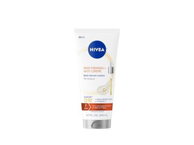 NIVEA Skin Firming & Anti Crepe Body Serum Lotion, Hyaluronic Acid + Vitamin C, 6.7 fl oz/200 mL