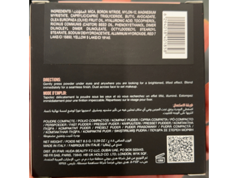 Huda Beauty Easy Bake and Snatch Pressed Brightening and Setting Powder, Cherry Blossom Cake, 0.29 oz/8.5 g