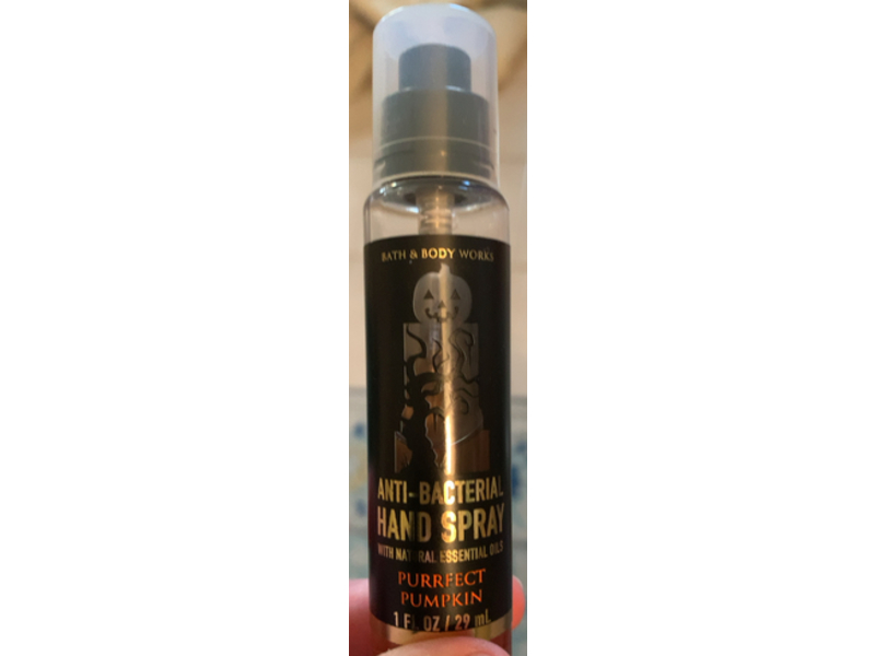 Bath & Body Works Anti-Bacterial Hand Spray, Purrfect Pumpkin, 1 fl oz/29 mL