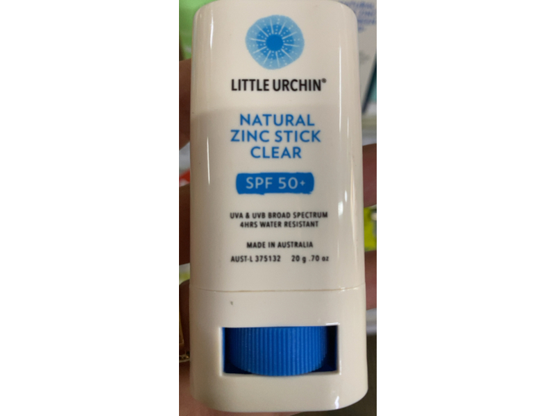 Little Urchin Natural Zinc Stick, Clear SPF 50+, 0.70 oz/20 g
