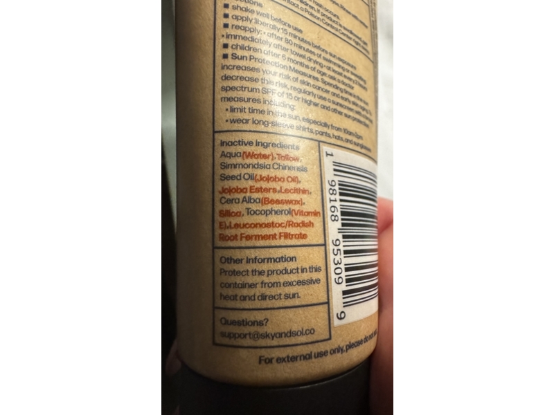 Sky & Sol Face & Body Sunscreen, SPF 50, 3 oz/85 g