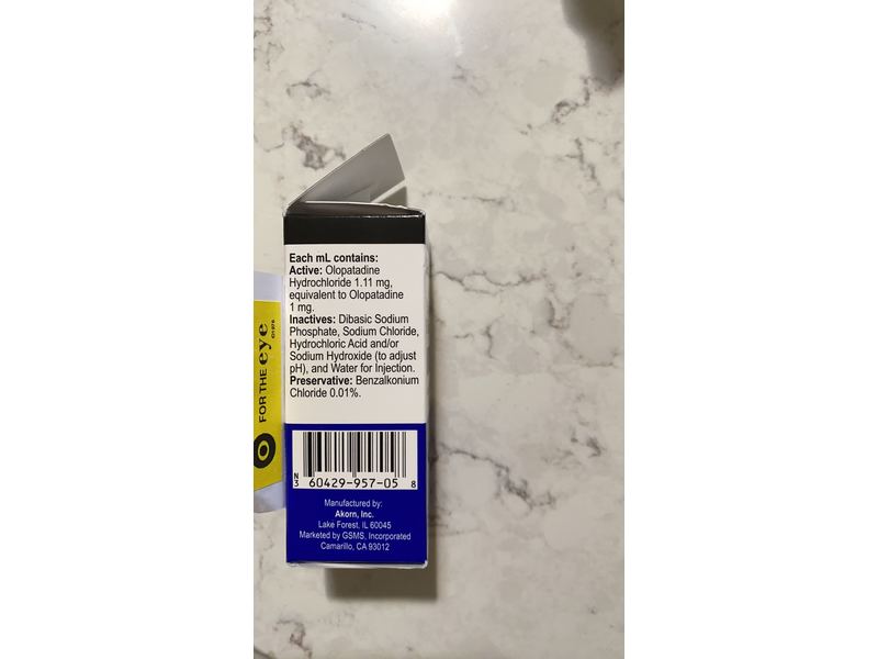 Olopatadine HCl Ophthalmic Solution, USP 0.1%, 5 mL Golden State Medical Supply, Inc (RX)