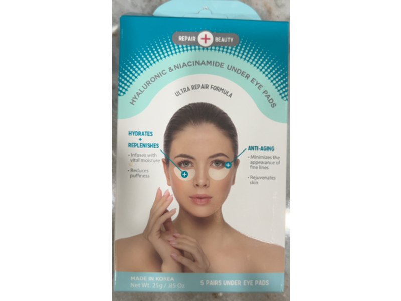 Repair Beauty Under Eye Patches, Hyaluronic Acid & Niacinamide, 0.85 oz/25 g, 5 Pairs
