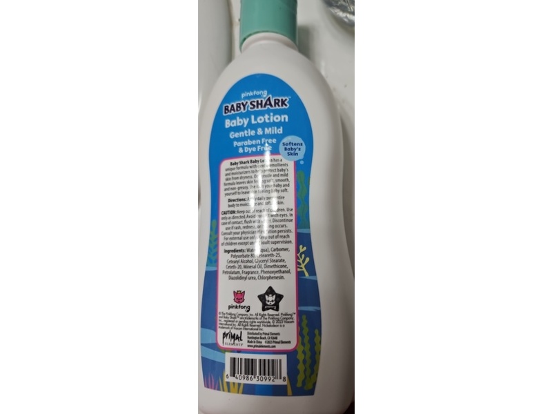 Primal Elements Pinkfong Baby Shark Baby Lotion, Gentle & Mild, 10 fl oz/296 mL, 12 Count