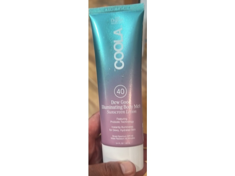 Coola Dew Good Illuminating Body Melt Sunscreen Lotion, SPF 40, 3.4 fl oz/100 mL