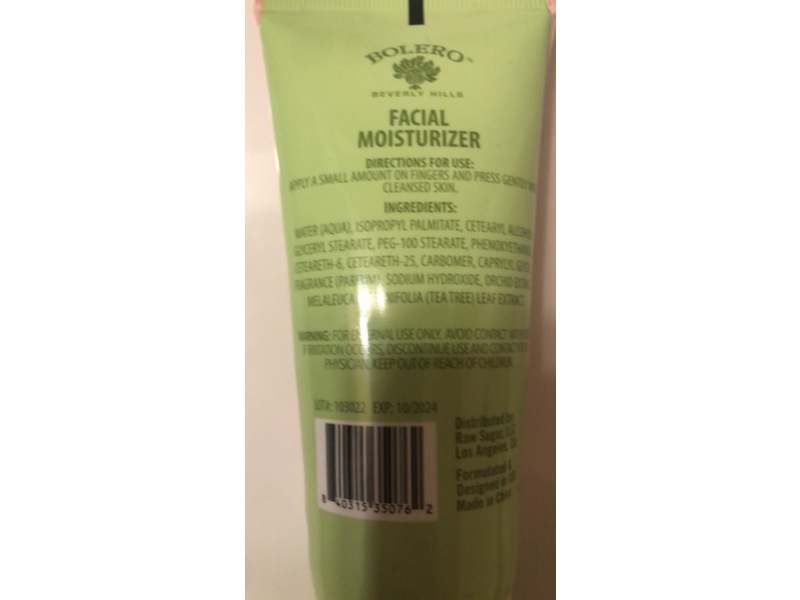 Bolero Beverly Hills Facial Moisturizer, Wild Orchid & Tea Tree, 3 fl oz/88.7 mL